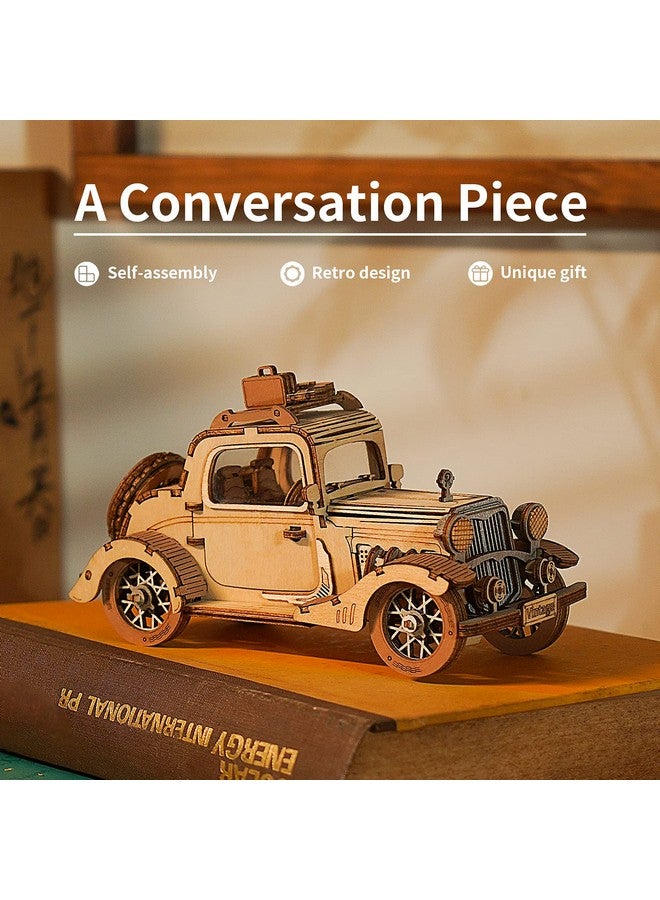 روبوتايم ألغاز روبوتيم الخشبية ثلاثية الأبعاد، مجموعات نماذج سيارات DIY لبناء نموذج خشبي لسيارة عتيقة، هدية لمحبي التجميع - Image 2