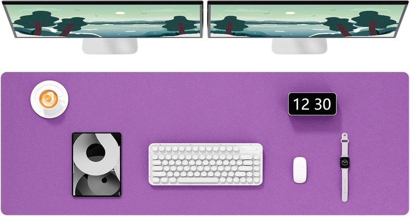 Hsurbtra Desk Pad, 48" x 17" PU Leather Desk Mat, XXXL Extended Mouse Pad, Waterproof Desk Blotter Protector, Ultra Thin Large Laptop Keyboard Mat, Non-Slip Desk Writing Pad for Office Home, Purple - Image 1