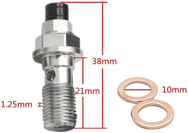 LE LEFOSSI M10x1.25mm Stainless Steel Banjo Bolt Bleed Screw - Image 2