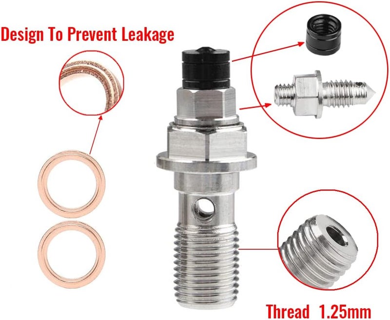 LE LEFOSSI M10x1.25mm Stainless Steel Banjo Bolt Bleed Screw - Image 3