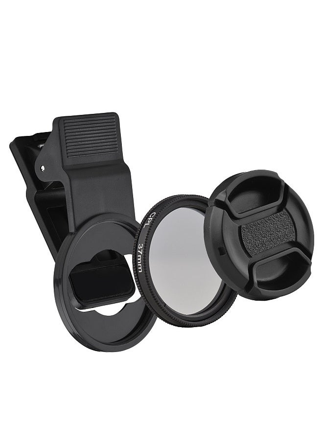 37MM Professional Smartphone CPL Filter Set  Clip-on Circular Polarizer Lens with Universal Phone Clip Lens Protector for Smartphone Photography