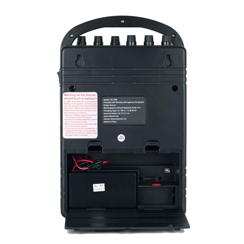 Hisonic HS120B Rechargeable & Portable PA (Public Address) System with Built-in UHF Wireless Microphone (1 Handheld +1 Belt-Pack) - Image 4
