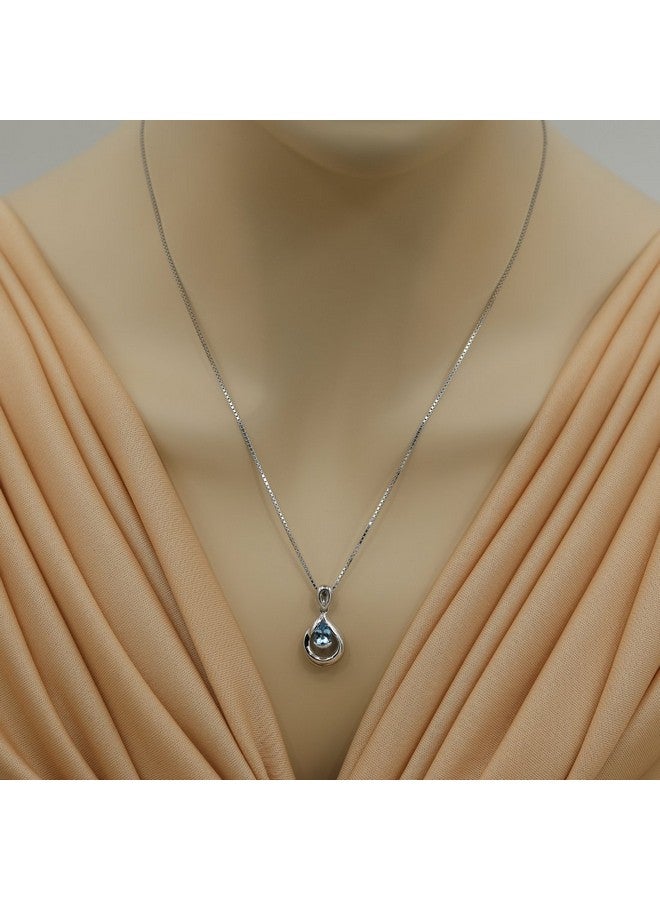 PEORA Swiss Blue Topaz Raindrop Solitaire Pendant Necklace For Women Sterling Silver Natural Gemstone Birthstone 0.75 Carat Teardrop Pear Shape 7X5Mm With 18 Inch Italian Chain - Image 2