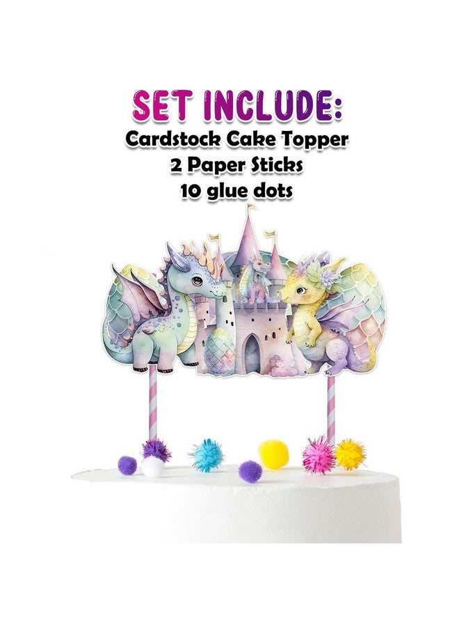 PC Pink Dragon Cake Topper - Adorable Decor for Girls' Baby Shower or Birthday, Fantasy-Themed Party Accessory - Image 2