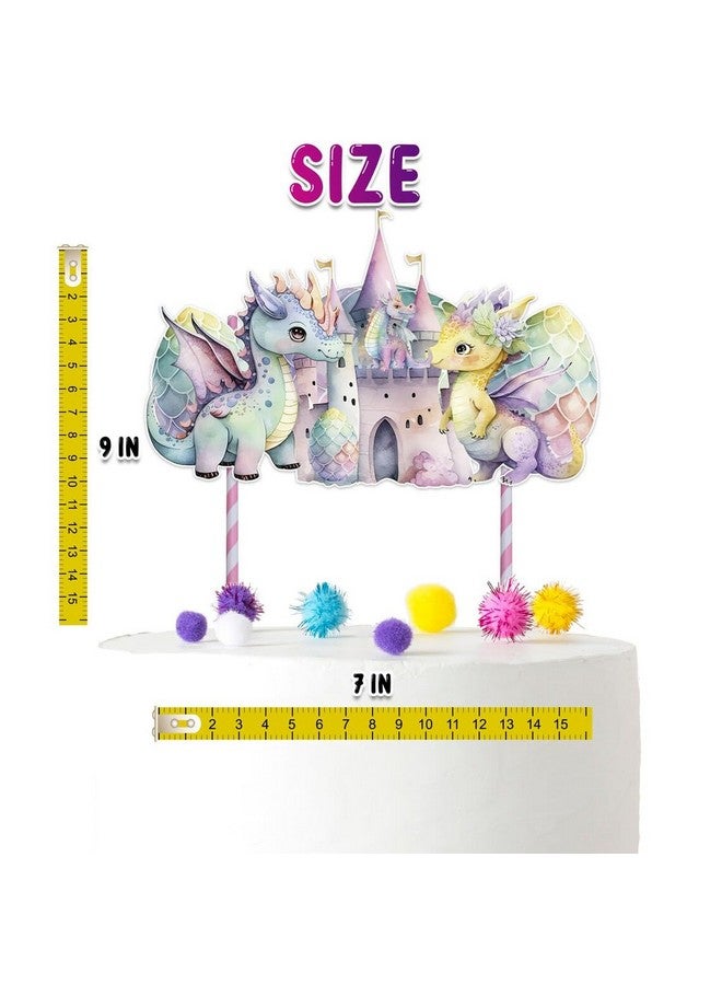 PC Pink Dragon Cake Topper - Adorable Decor for Girls' Baby Shower or Birthday, Fantasy-Themed Party Accessory - Image 3