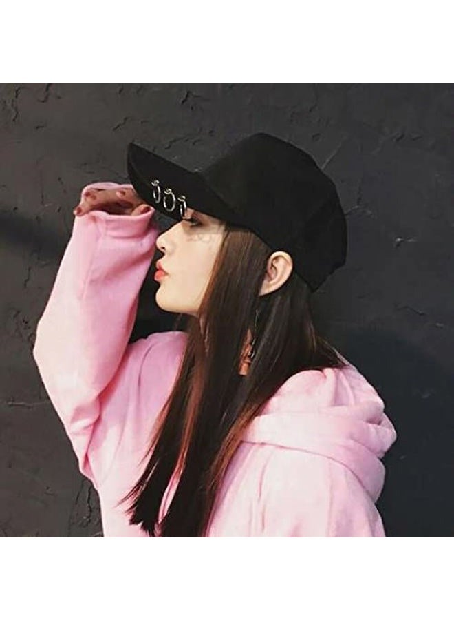 OVOY Kpop Hat Ring Baseball-Cap - Suga-Snapback Baseball Cap with Iron Rings (Black) (Medium, Black), Black, One size - Image 2