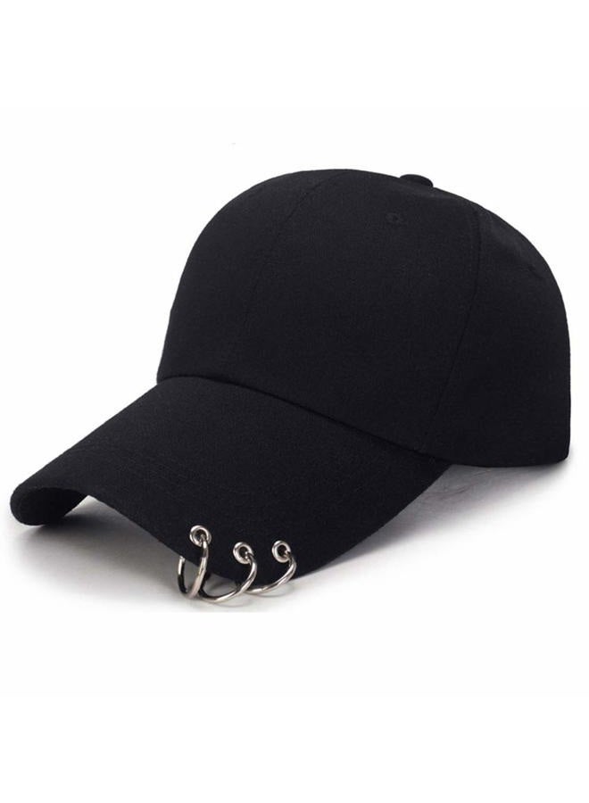 OVOY Kpop Hat Ring Baseball-Cap - Suga-Snapback Baseball Cap with Iron Rings (Black) (Medium, Black), Black, One size - Image 1