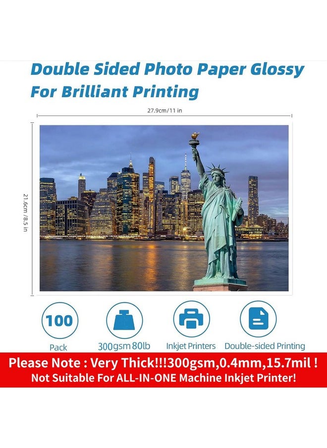 Uinkit Uinkit 100 Sheets 8.5x11 Letter Size Thick Heavyweight Photo Paper Double Sided Glossy Cardstock 80LB 300Gsm 15.7Mil Brochure, Only for professional Inkjet Printer and Dye Ink  - Image 2