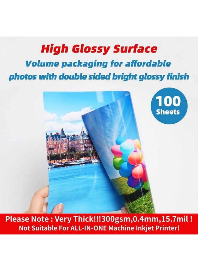 Uinkit Uinkit 100 Sheets 8.5x11 Letter Size Thick Heavyweight Photo Paper Double Sided Glossy Cardstock 80LB 300Gsm 15.7Mil Brochure, Only for professional Inkjet Printer and Dye Ink  - Image 4