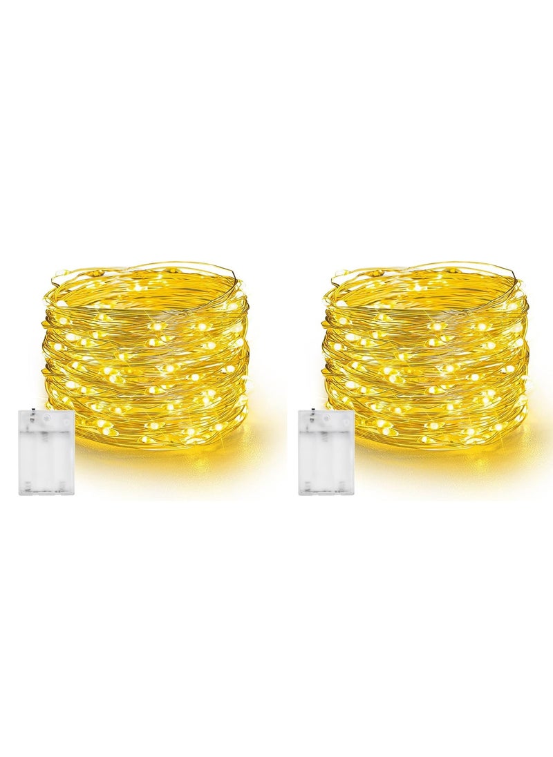 Chocisong 2 Pack Bright Eid Fairy Lights, Total 10Meters 100LED, Silver Wire Battery Operated Waterproof Fairy Lights, for Eid Party Home Decoration Lights (Warm White)  - Image 2
