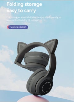 FlashHawk RGB Over-Ear Bluetooth Wireless Headphone, LED Cat-Ear Stereo Sound Headset, with TF card/Wired/Wireless Mode, ST89M Black  - Image 3