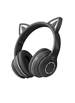 FlashHawk RGB Over-Ear Bluetooth Wireless Headphone, LED Cat-Ear Stereo Sound Headset, with TF card/Wired/Wireless Mode, ST89M Black  - Image 1