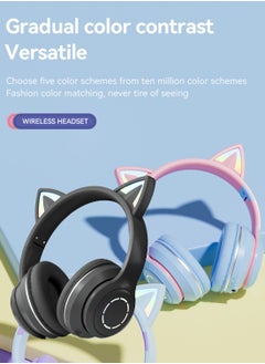 FlashHawk RGB Over-Ear Bluetooth Wireless Headphone, LED Cat-Ear Stereo Sound Headset, with TF card/Wired/Wireless Mode, ST89M Black  - Image 5
