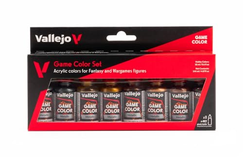 Vallejo - Game Color Range Metallic Colors | Smooth Metallic Coverage | Miniature Model Paints | Acrylic Paint Set Colors for Fantasy and Wargames Figures | 8 Bottles x 18 ml (0.6 oz.fl) - Image 1