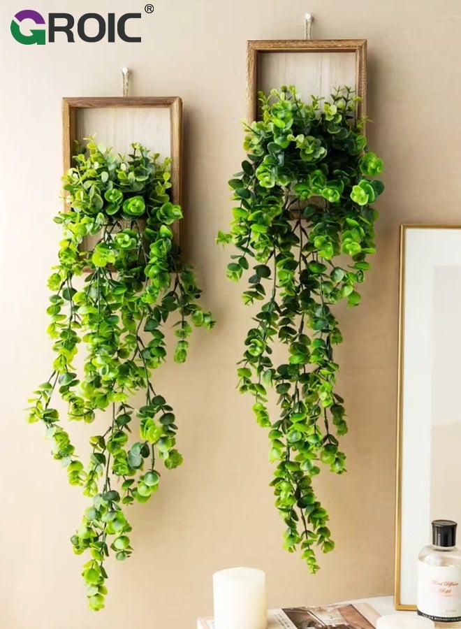 GROIC 3D Floral Wall Decor,Suitable for Indoor and Outdoor Decorations on Porches, Bedroom, and Balcony Gardens ,Rustic Wooden Frame Hanging Floral Arrangement for Living Room, Artificial Hanging Plant - Image 3