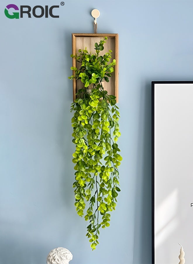 GROIC 3D Floral Wall Decor,Suitable for Indoor and Outdoor Decorations on Porches, Bedroom, and Balcony Gardens ,Rustic Wooden Frame Hanging Floral Arrangement for Living Room, Artificial Hanging Plant - Image 1