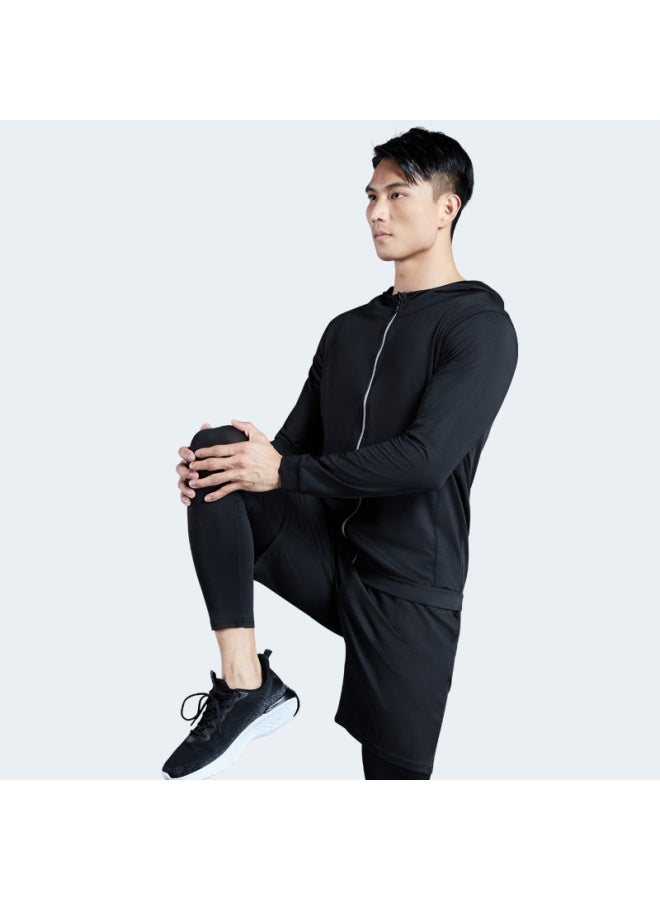 Fandimu Men's Fleece Lined 4-piece Sports Set Long Sleeve Thin Fleece Base Layer Stretch Training Basketball Running 3XL - Image 1