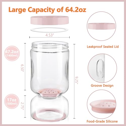 ZENS Pickle Jar with Strainer Flip, 64 oz Pickle Container Pickle Juice Separator Hourglass Jar for Olive Keeper, Leakproof Glass Pickle Holder Jars for Pickling Dill Sliced Storage, Gifts for Mom - Image 3