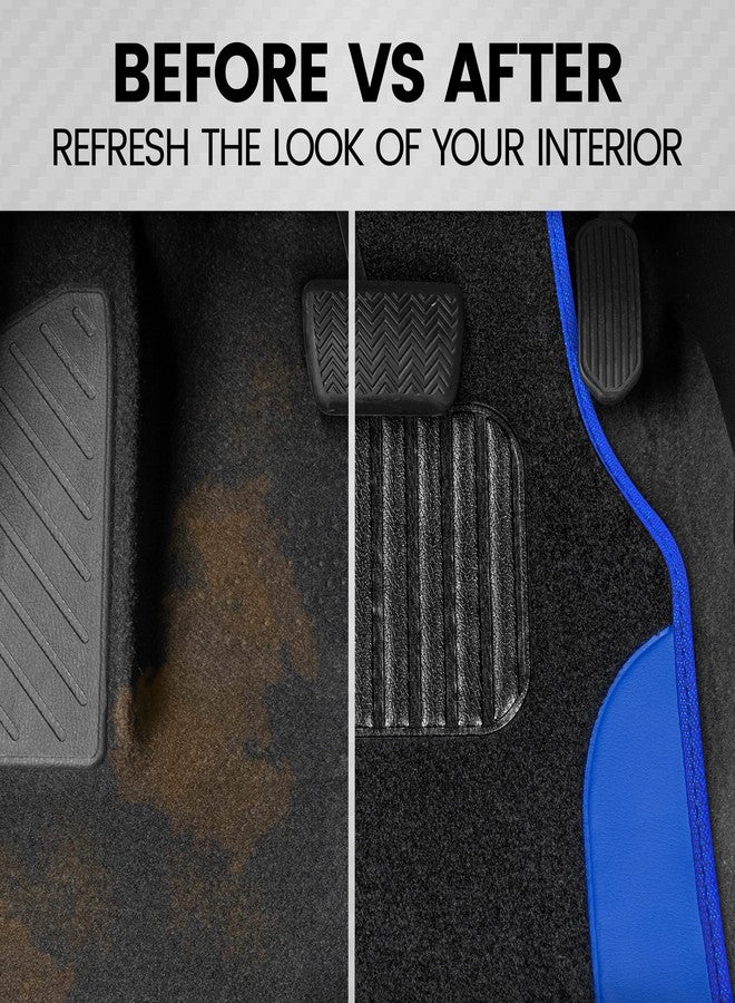 BDK PolyPro Blue Car Seat Covers Full Set with 4-Piece Car Floor Mats - Two-Tone Seat Covers for Cars with Carpet Floor Mats, Interior Covers for Auto Truck Van SUV - Image 4