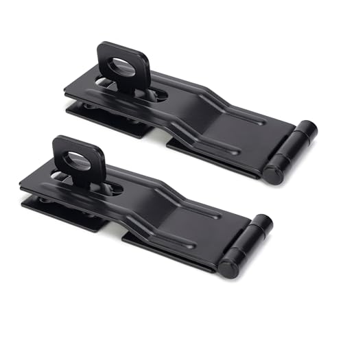 SANKINS 4-1/2" Swivel Staple Safety Hasps, Gate Door Hasp Latches Safety Packlock Clasp Locking with Twist Knob for Fence, Gate, Cabinet, Black, 2 Pack - Image 1