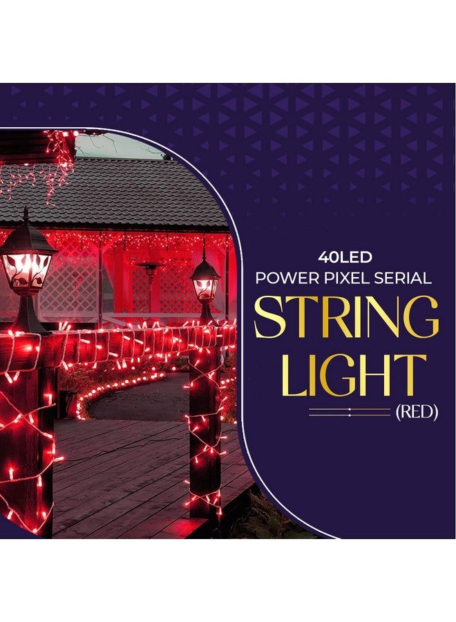 Lexton 40 LED Power Pixel Serial String/Fairy Light | Plug Sourced | Suitable for Home & Outdoor Decoration, Diwali, Christmas, Ramadan, Wedding, Party, Festival (Pack of 5, Red) - Image 3