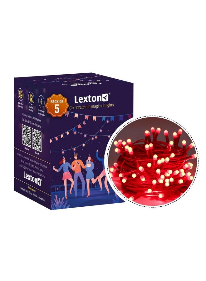 Lexton 40 LED Power Pixel Serial String/Fairy Light | Plug Sourced | Suitable for Home & Outdoor Decoration, Diwali, Christmas, Ramadan, Wedding, Party, Festival (Pack of 5, Red) - Image 2
