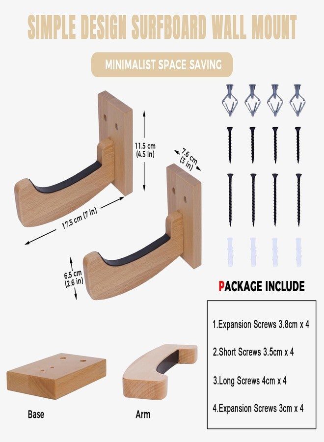 LINGVUM Surfboard Wall Mount Wooden Surf Board Wall Racks for Storage and Display Your Surfboards/Skimboards/Skateboards - Image 2