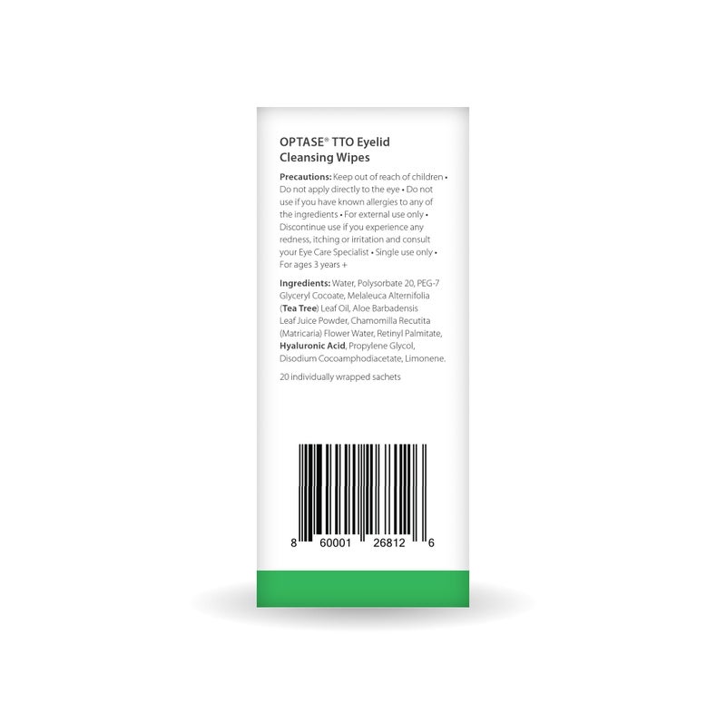 OPTASE TTO Eyelid Cleansing Wipes, 20 Wipes â€“ Individually Wrapped Tea Tree Oil Eyelid Wipes â€“ Preservative-Free Formula for Daily Use â€“ Eye Doctor Recommended Tea Tree Eyelid Cleanser - Image 4