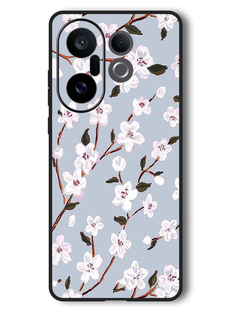 Theodor Case Compatible with Vivo X200 FE 6.31 Inch Protection Shockproof Bumper Cover White Flower - Image 1