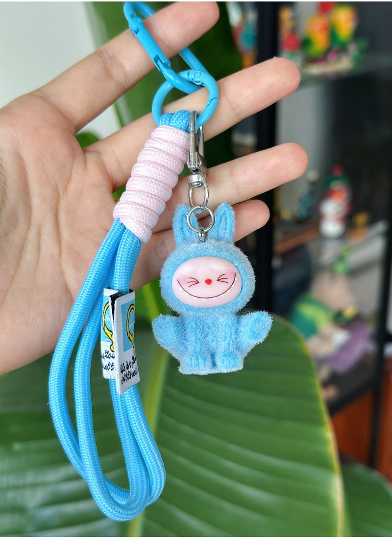 Paraphrase 2-Piece Kawaii Labubu Pink and Blue Wrist Keychain, Cute Bag Charm Pair for Besties and Couples, Car Keychain Accessories, Perfect Gifts for Girlfriends  - Image 3