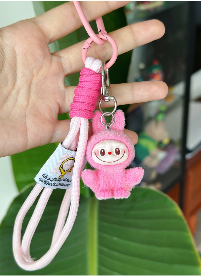 Paraphrase 2-Piece Kawaii Labubu Pink and Blue Wrist Keychain, Cute Bag Charm Pair for Besties and Couples, Car Keychain Accessories, Perfect Gifts for Girlfriends  - Image 4