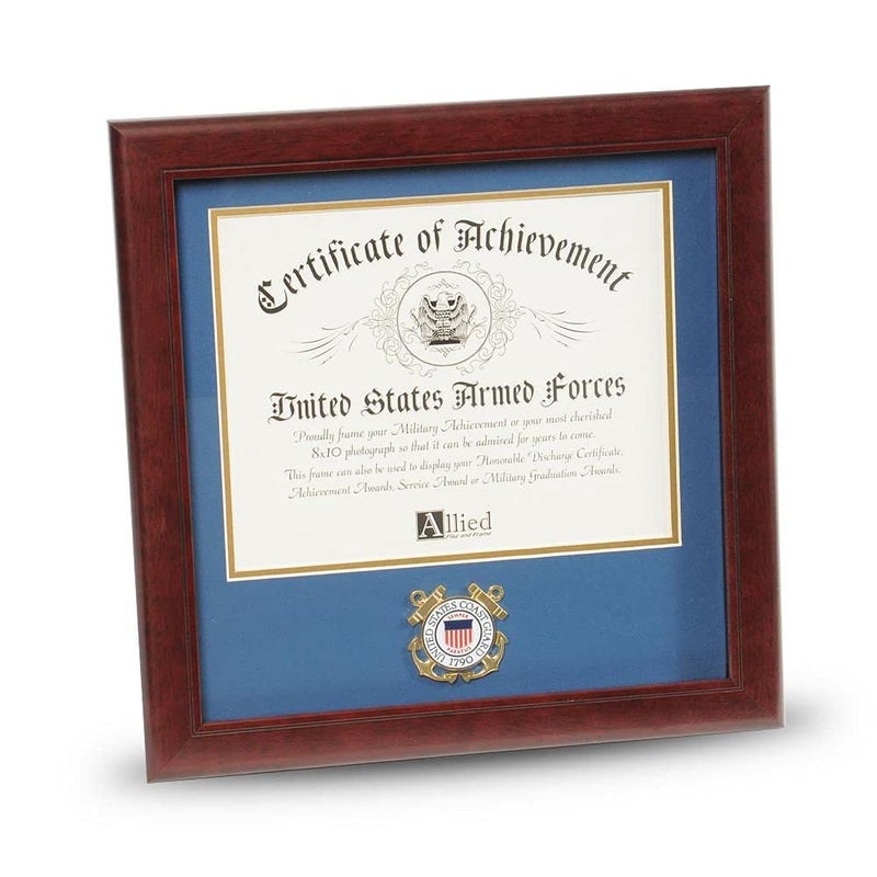 Allied Frame United States Coast Guard Certificate of Achievement Frame with Medallion  8 x 10 inch