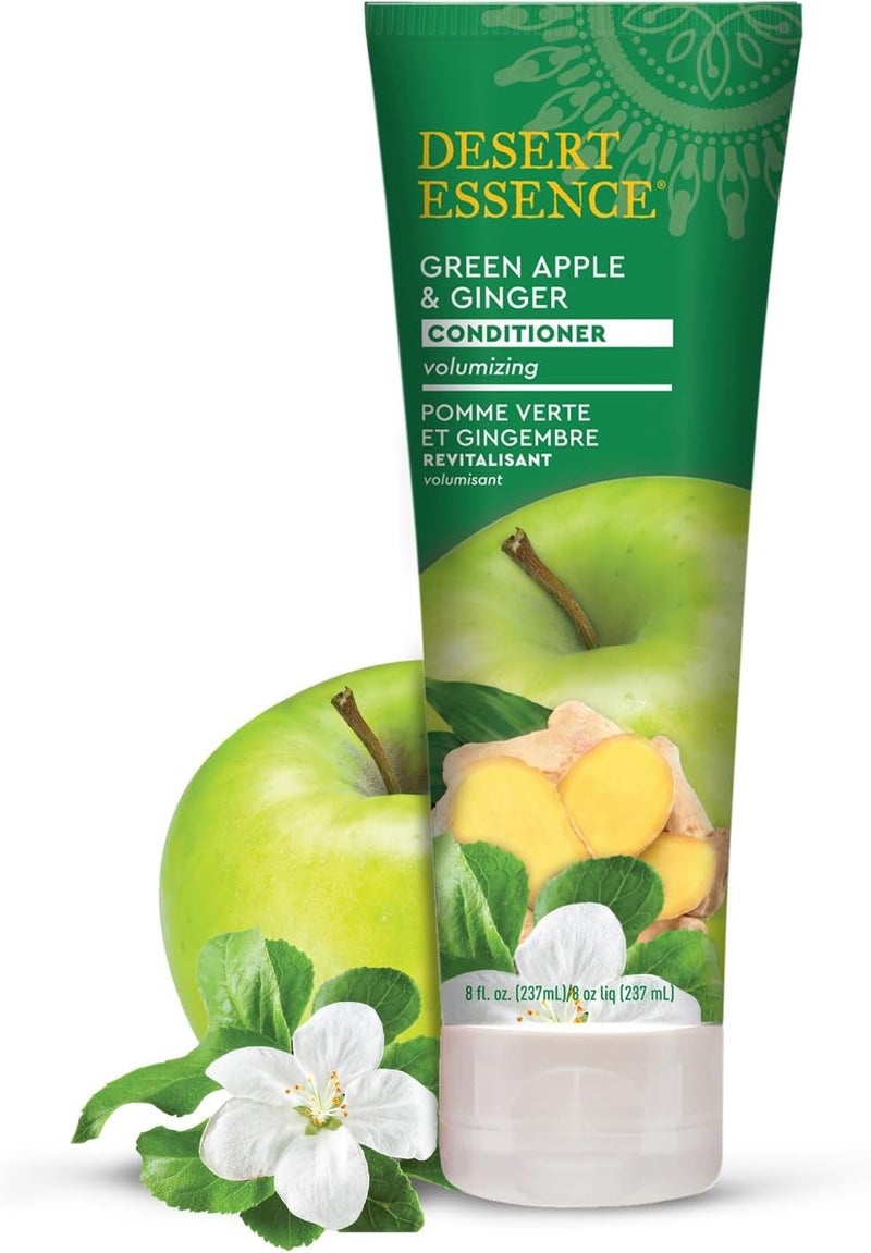 Desert Essence Green Apple & Ginger Conditioner - 8 fl oz - Volumizing and Moisturizing for Fine Hair with Organic Extracts