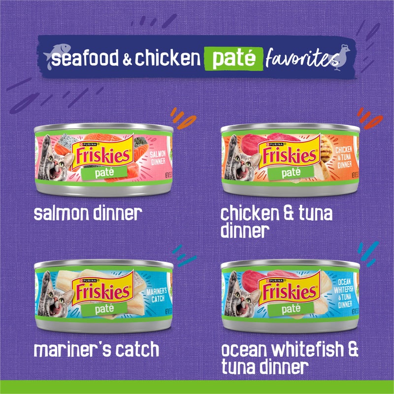 Friskies Purina Friskies Pate Wet Cat Food Variety Pack Seafood and Chicken Pate Favorites - 48 ct. Can - Image 2