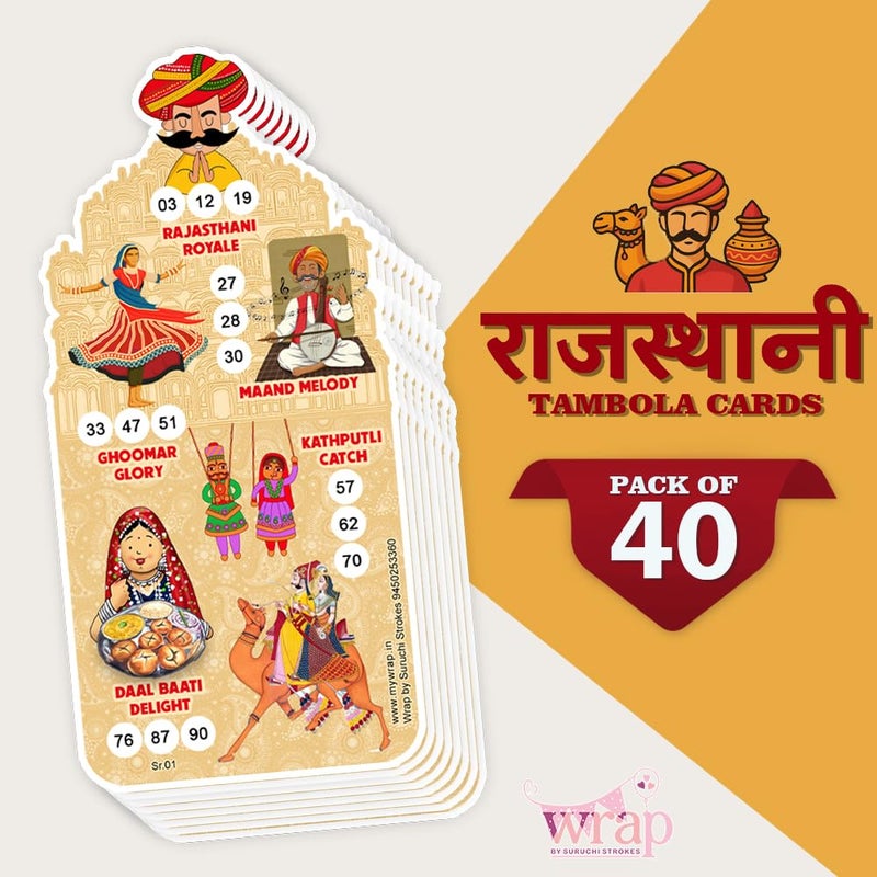 Suruchi Strokes Rajasthani Theme Tambola Ticket | Traditional Festival | Marwari Kitty Party Game (40 Ticket) - Image 3