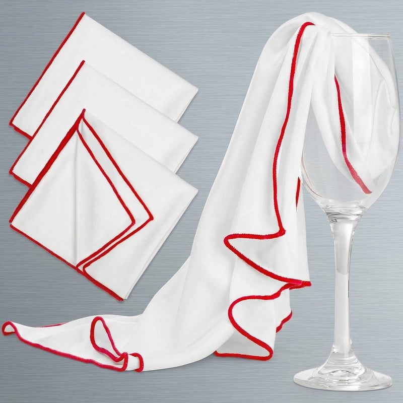 Lint-Free Cleaning Cloth 60 X 42cm 3 Pack Streak-Free Polishing High-Quality Microfiber Glass Cloth - Reusable Machine-Washable White Cloth for Wine Glasses Mirrors Electronic Screens Camera Lenses - Image 2