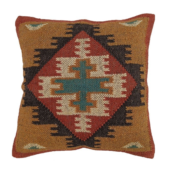 70 JUTE 30 WOOL HANDMADE CUSHION COVER VINTAGE KILIM PILLOW COVER 18X18 INCHES SQUARE THROW CUSHION CASE HIGHLY DURABLE BEAUTIFUL DECORATIVE FARMHOUSE COVERS PATTERN 4