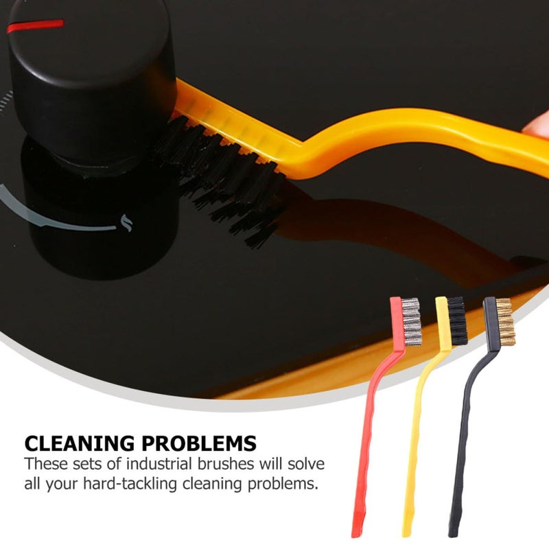 3pcs Stainless Steel Wire Cleaning Brushes Set Industrial Manual Scratch Removal Brush with Copper and Black Bristles for Rust and Corrosion Cleaning - Image 3