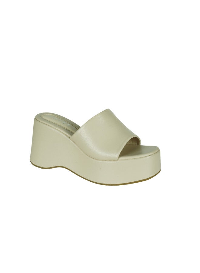 ZAYNA 221-29 Zayna Ladies  Wedge Heel Slip on YN-15 Beige - Image 1