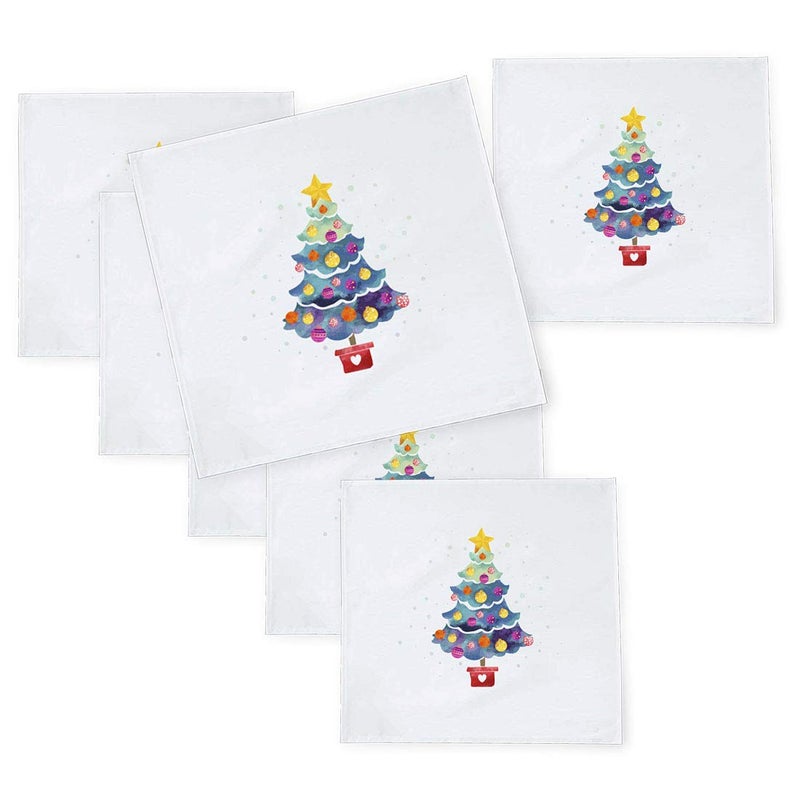 Khakee 6 Pcs Christmas Theme Tafta Silk Table Napkins 10x 10 for Xmas Decoration Christmas OrnamentsChristmas Gift npxmas336P - Image 1