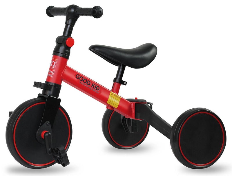 UREVO 4 in 1 Kids Balance Bike Tricycles for 1.5-5-Year-Old Toddlers Trike with Adjustable Seat Indoor or Outdoor Boys and Girls Kids' First Birthday Gifts Red - Image 1