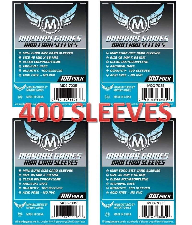 MayDay Games Mini Euro Card Sleeve 45 MM X 68 MM 4x100 Pack 400 Sleeves - Image 2