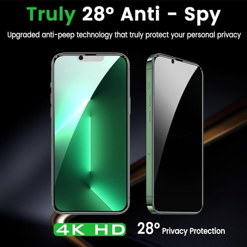 Romkasi 3 Pack Privacy Screen Protector for iPhone 13 Pro Max 6.7 Inch with 3 Pack Camera Lens Protector, Anti Spy Tempered Glass Film, Anti-Scratch, Touch Sensitive, Case Friendly - Image 4