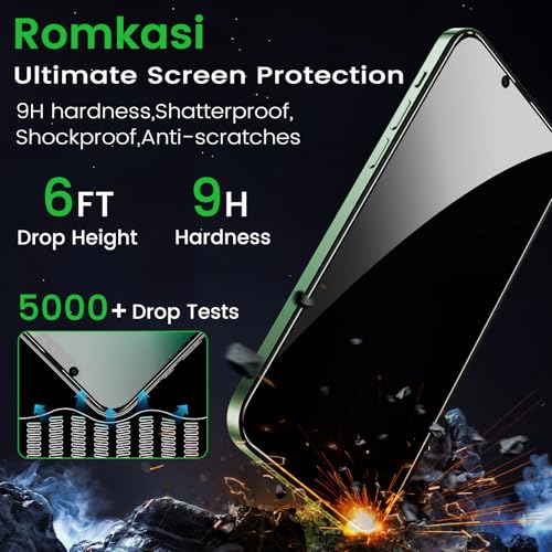 Romkasi 3 Pack Privacy Screen Protector for iPhone 13 Pro Max 6.7 Inch with 3 Pack Camera Lens Protector, Anti Spy Tempered Glass Film, Anti-Scratch, Touch Sensitive, Case Friendly - Image 5