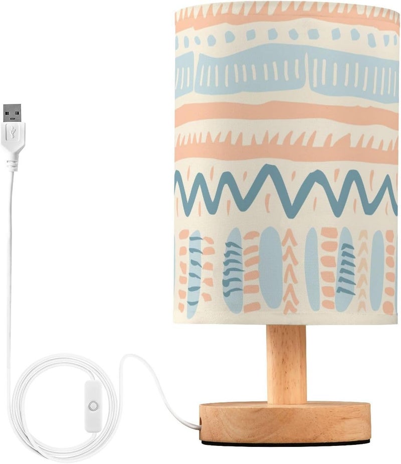 KLL Pastel-Colored Bohemian Tribal Pattern Array Room Lamp Nightstand Light for Dining Room Lamps for Small Spaces with Shade lámpara de mesa de - Image 1