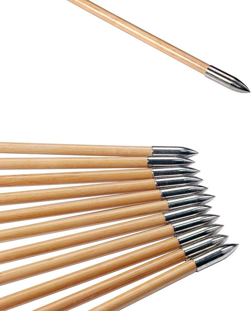PG1ARCHERY Archery Wooden English Longbow Arrows Practice Targeting Arrow 5.8" Turkey Feathers Fletching with Bullet Points for Recurve & Traditional Bow - Image 3