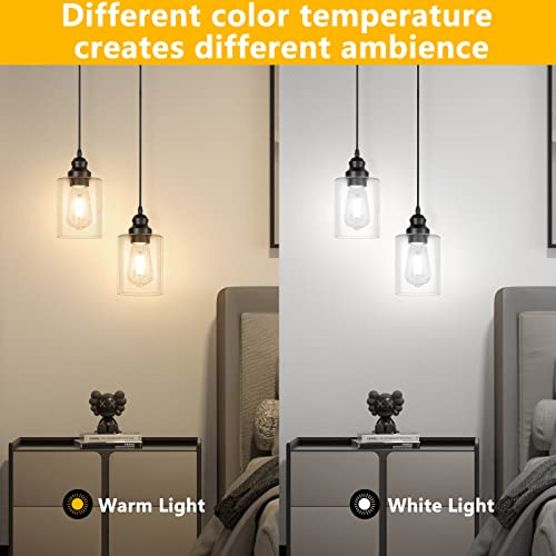 Licperron 3 Pack Hanging Pendant Lighting Fixtures, Adjustable Black Hanging Ceiling Lamp with Clear Glass Shade, Modern Pendant Light for Kitchen Island, Dining Room, Bedroom, Hallway - Image 3