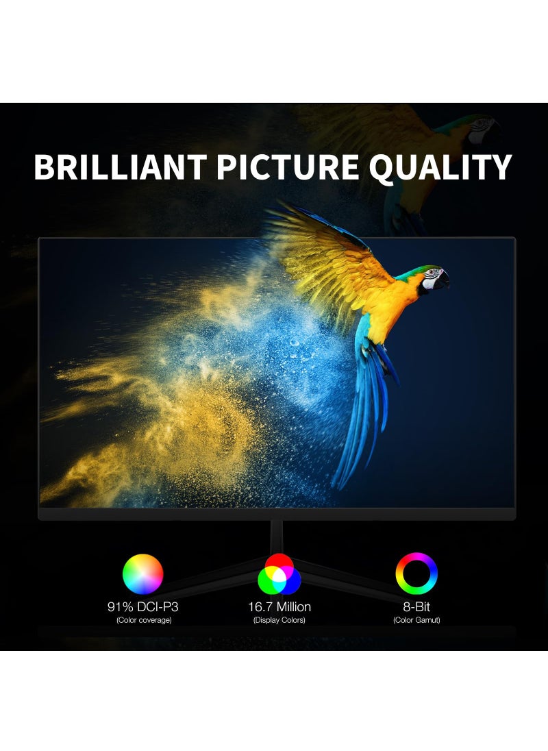 FlashHawk - 23.8 inch IPS Curved Screen Gaming Monitor with Frameless Full HD (1920x1080) Display,165Hz Refresh Rate,HDMI and DP Input Black - Image 1