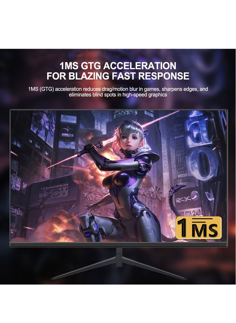 FlashHawk - 23.8 inch IPS Curved Screen Gaming Monitor with Frameless Full HD (1920x1080) Display,165Hz Refresh Rate,HDMI and DP Input Black - Image 1