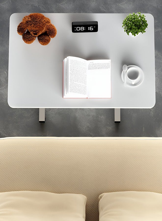 Taimi Side Table with Wheels Adjustable Height Laptop Table For Sofa, Bed and Living Room 70X60X40CM - White - Image 4